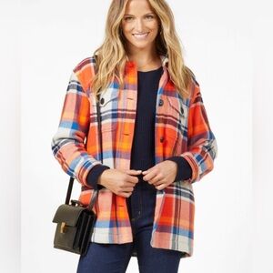 Outerknown | Women’s Blanket Shirt Jacket in Flame Mav Plaid Sz M